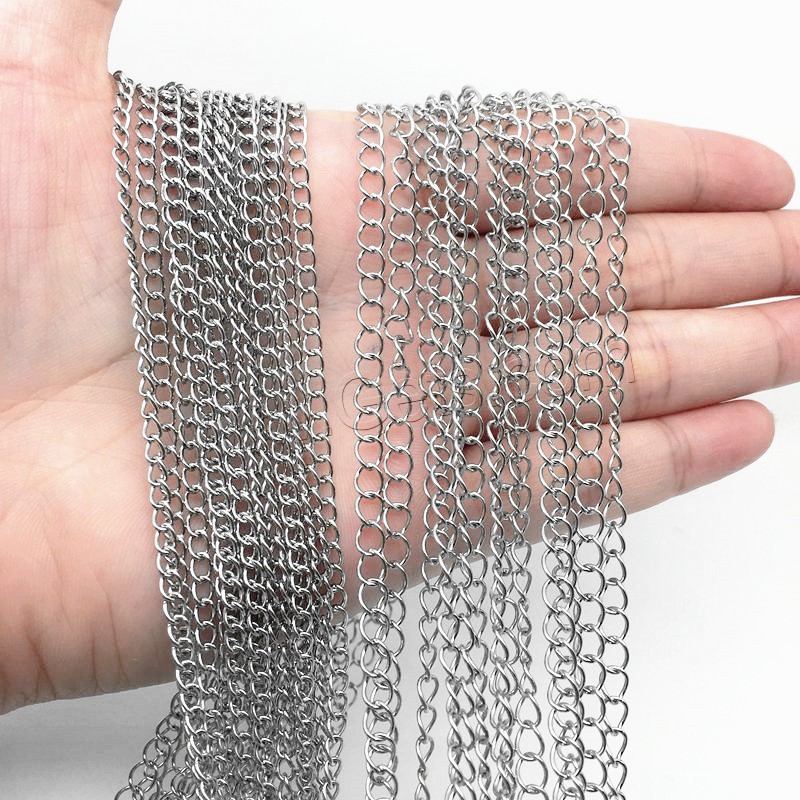 Stainless Steel Curb Chain, 304 Stainless Steel, electrolyzation, DIY & different size for choice & twist oval chain, original color, Sold By m
