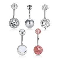 Stainless Steel Belly Ring, 316L Stainless Steel, plated, 5 pieces & Unisex & with rhinestone 