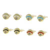 Cubic Zirconia Micro Pave Brass Earring, Eye, gold color plated, micro pave cubic zirconia & for woman & enamel 
