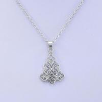 Christmas Jewelry Necklace, Zinc Alloy, Christmas Tree, plated, micro pave cubic zirconia & for woman & hollow Approx 19.68 Inch 