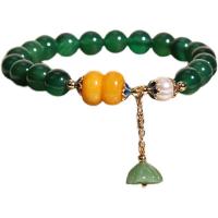 Green Agate Bracelets, with Freshwater Pearl, Lotus Seedpod, Korean style & for woman, 8mm Approx 6.5 Inch 