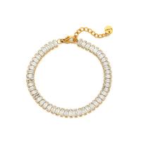 Rhinestone Cup Chain Bracelets, 304 Stainless Steel, with 1.57inch extender chain, Vacuum Ion Plating, fashion jewelry & for woman & with rhinestone, golden Approx 6.3 Inch 