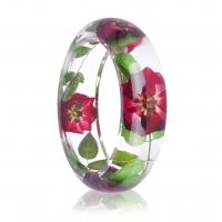 Resin Bangle, with Dried Flower, Donut, Unisex, mixed colors, 23mm, Inner Approx 64mm 