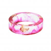 Resin Finger Ring, with Gold Foil, Donut, epoxy gel & Unisex, pink 