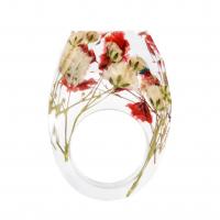 Resin Finger Ring, with Dried Flower, epoxy gel, Unisex mixed colors 