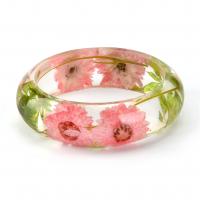 Resin Bangle, with Dried Flower, Donut, epoxy gel, Unisex, mixed colors, 23mm, Inner Approx 64mm 
