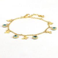 Evil Eye Bracelet Bijoux, laiton, avec 1.97 chaînes de rallonge, Mauvais œil, Placage de couleur d'or, styles différents pour le choix & pour femme, plus de couleurs à choisir .7 pouce, Vendu par PC