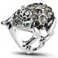 Rhinestone Zinc Alloy Finger Ring, Frog & for woman & with rhinestone, silver color 