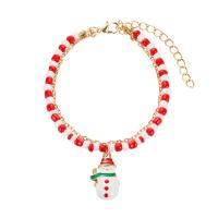 Zinc Alloy Christmas Bracelet, with Resin, gold color plated, Christmas jewelry & for woman & enamel Approx 9.8 Inch 