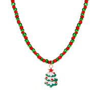 Christmas Jewelry Necklace, Zinc Alloy, with Seedbead, with 2.75inch extender chain, gold color plated, for woman & enamel Approx 17.7 Inch 