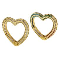 Brass Snap Clasp, Heart, gold color plated, fashion jewelry & DIY & micro pave cubic zirconia & for woman 