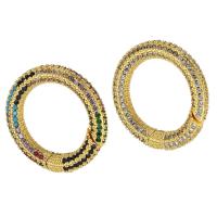 Brass Snap Clasp, Round, gold color plated, fashion jewelry & DIY & micro pave cubic zirconia & for woman 