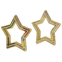 Brass Snap Clasp, Star, gold color plated, fashion jewelry & DIY & micro pave cubic zirconia & for woman 