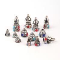 Enamel Zinc Alloy Beads, with Synthetic Turquoise, antique silver color plated, DIY 