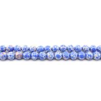 Impression Jasper Bead, Round, polished, DIY blue Approx 38 cm 