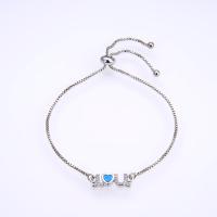 Cubic Zirconia Micro Pave Brass Bracelet, with Opal, Alphabet Letter, plated, micro pave cubic zirconia & for woman cm 