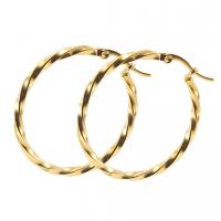 Edelstahl Hoop Ohrringe, 304 Edelstahl, 18K vergoldet, Modeschmuck & verschiedene Größen vorhanden & für Frau, goldfarben, verkauft von Paar