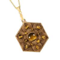 Gemstone Brass Pendants, with Gemstone, fashion jewelry & Unisex, 40-43*68-71mm 