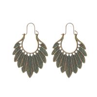 Zinc Alloy Leverback Earring, Feather, antique bronze color plated, fashion jewelry & folk style & for woman 