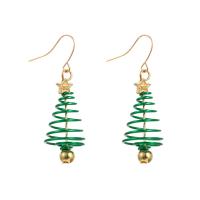 Christmas Earrings, Zinc Alloy, Christmas Tree, gold color plated, Christmas jewelry & for woman & enamel 