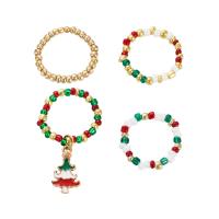 Christmas Finger Ring, Zinc Alloy, with Seedbead, plated, 4 pieces & Christmas jewelry & for woman & enamel 20mm US Ring .5 