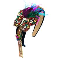 Hair Bands, Velveteen, with Glass Rhinestone & Feather & Plastic Pearl, Butterfly, handmade, for woman & with rhinestone 