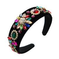 Hair Bands, Velveteen, with Glass Rhinestone & Sponge, Flower, fashion jewelry & for woman 