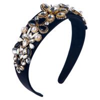 Hair Bands, Velveteen, with Glass Rhinestone & Plastic Pearl, Flower, fashion jewelry & for woman 42mm 