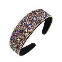 Hair Bands, Cloth, with Crystal, handmade, for woman & with rhinestone, multi-colored 