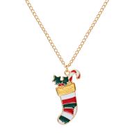 Bijoux de Noël Collier Pull, alliage de zinc, avec 2.75inch chaînes de rallonge, Placage de couleur d'or, pour femme & émail, plus de couleurs à choisir Environ 17.7 pouce, Vendu par PC
