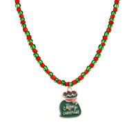 Christmas Jewelry Necklace, Zinc Alloy, with Seedbead, with 2.75inch extender chain, gold color plated, for woman & enamel 