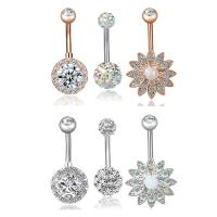 Stainless Steel Belly Ring, 316L Stainless Steel, plated, 3 pieces & Unisex & with rhinestone 8mm,10mm,12mm 