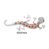 Zinc Alloy Cabochon, Gecko, silver color plated, fashion jewelry & DIY & for woman & with rhinestone, two different colored 