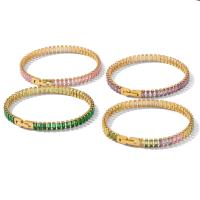 Bracelets Zircon cubique (CZ), Acier inoxydable 304, avec zircon cubique, Placage ionique sous vide, bijoux de mode & pour femme, plus de couleurs à choisir, 5.63mm Environ 7 pouce, Vendu par PC