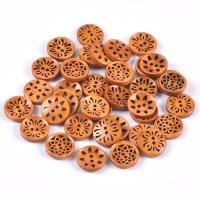 2 Hole Wood Button, Flat Round, DIY, brown, 18mm, Approx 