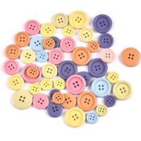 4 Hole Wood Button, Flat Round, DIY mixed colors, Approx 