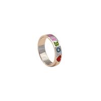 Emaille Zink Legierung Finger Ring, Zinklegierung, silberfarben plattiert, unisex, Silberfarbe, 18.34mm, verkauft von PC