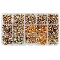 Imitations perles en plastique, perle de plastique, avec Boîte en plastique & alliage de zinc, Placage de couleur d'or, DIY & styles différents pour le choix & mélangé, plus de couleurs à choisir Vendu par boîte
