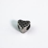 Бусины из нержавеющей стали с большимиотверстиями, Нержавеющая сталь 304, Сердце, DIY отверстие:Приблизительно 4.5mm, продается PC