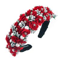 Hair Bands, Cloth, with Sponge & Plastic Pearl, Flower, Baroque style & for woman & with rhinestone 