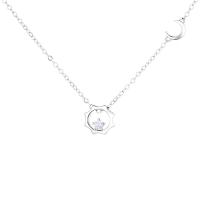 Cubic Zirconia Sterling Silver Necklace, 925 Sterling Silver, plated, micro pave cubic zirconia & for woman Approx 16.93 Inch 