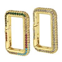 Brass Snap Clasp, Rectangle, gold color plated, fashion jewelry & DIY & micro pave cubic zirconia & for woman 
