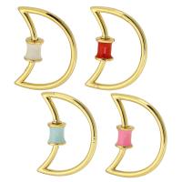 Brass Screw Carabiner Lock Charms, Moon, gold color plated, fashion jewelry & DIY & for woman & enamel 