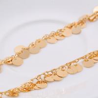 Brass Beading Chains, Flat Round, real gold plated, DIY, 3mm 