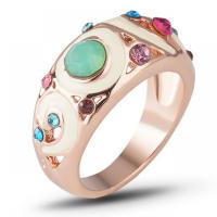 Rhinestone Zinc Alloy Finger Ring & for woman & enamel & with rhinestone, rose gold color 