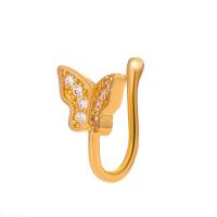 Nose Piercing Jewelry, Brass, Butterfly, plated, fashion jewelry & micro pave cubic zirconia & for woman 11mm 