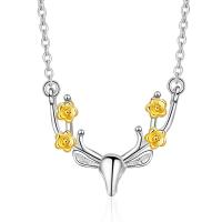 Brass Jewelry Necklace, with 5cm extender chain, Antlers, polished, fashion jewelry & for woman, platinum color cm 