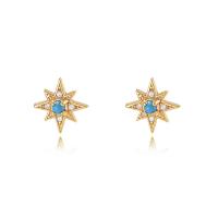Cubic Zirconia Micro Pave Sterling Silver Earring, 925 Sterling Silver, with Opal, plated, micro pave cubic zirconia & for woman 8.5mm 