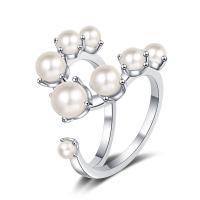 Anillo de dedo de latón de perla, metal, con Perlas plásticas, Joyería & para mujer, más colores para la opción, 16mm, Vendido por UD