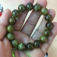 Natural Garnet Bracelet, Round, polished, Unisex, green, 8-12mm Approx 7.5 Inch, Approx 
